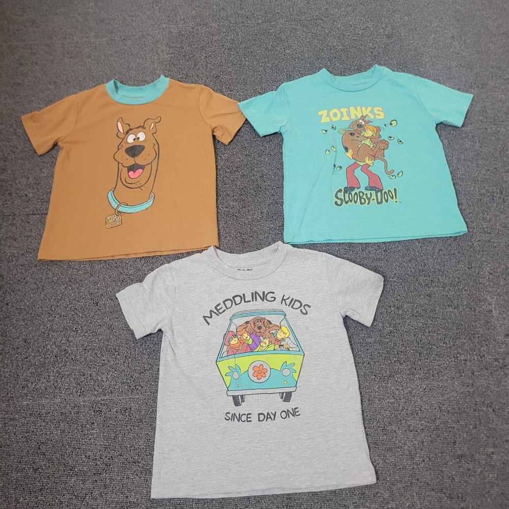 Scooby-Doo Size 4T Graphic T-Shirt Bundle Toddler Lot of 3 Meddling Kids Zoinks